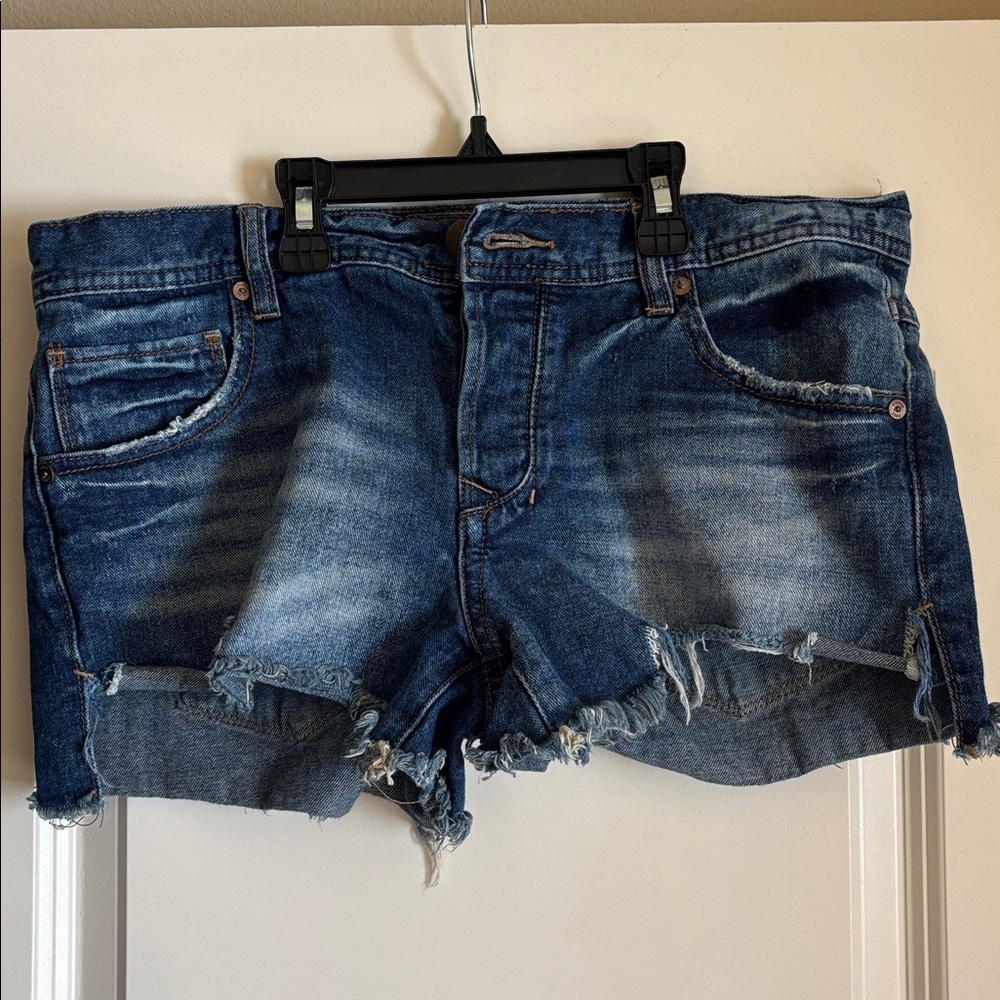Free People Blue Jean Shorts